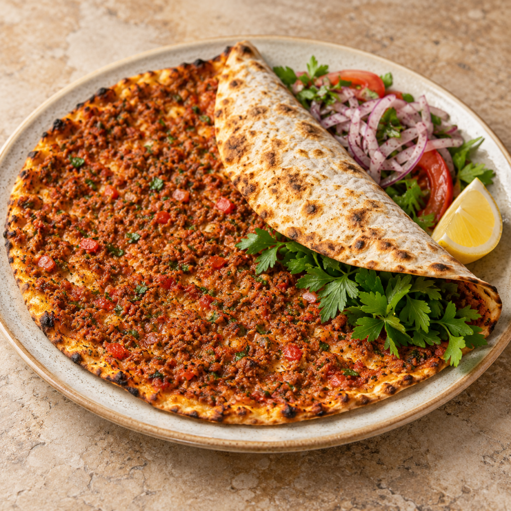 Lahmacun mit Salat